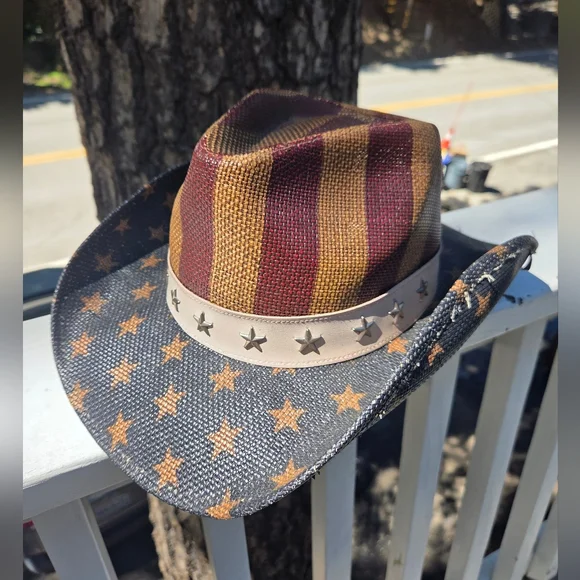Patriotic American Flag Straw Country Cowboy Hat - Picture 2 of 6